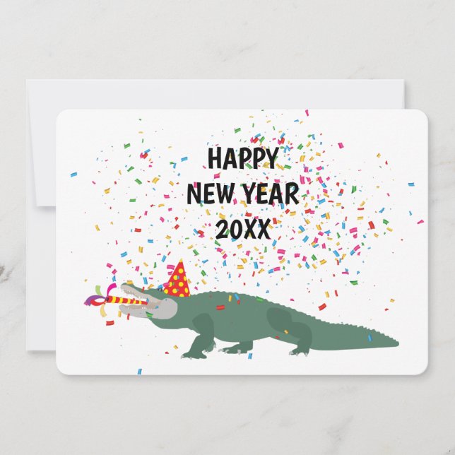 Cartes Pour Fêtes Annuelles Crocodile d'alligator - Animaux Bonne Année (Devant)