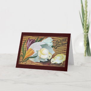 Cartes Pour Fêtes Annuelles Crocus, poussins et cru Pâques de coccinelle