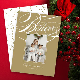 Cartes Pour Fêtes Annuelles Croire Frame Élégant Photo de Noël Religieux