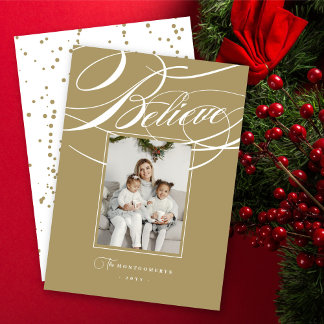 Cartes Pour Fêtes Annuelles Croire Frame Élégant Photo de Noël Religieux