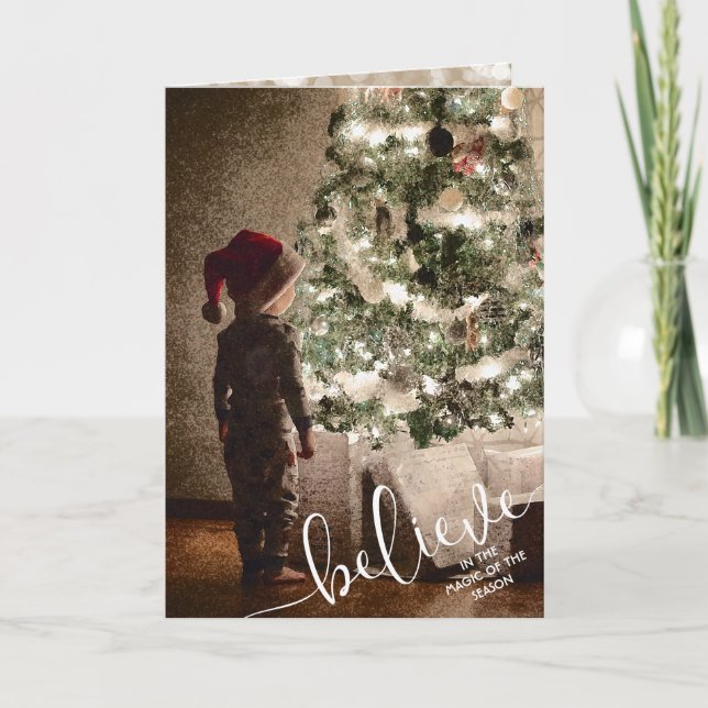 Cartes Pour Fêtes Annuelles Croire l'arbre de Noël plié (Devant)