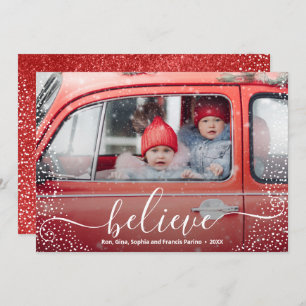 Cartes Pour Fêtes Annuelles CROIRE Script Snowflake Photo