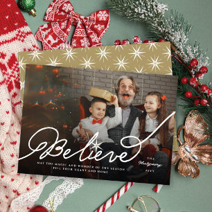 Cartes Pour Fêtes Annuelles Croire Star Calligraphy Photo de Noël religieuse