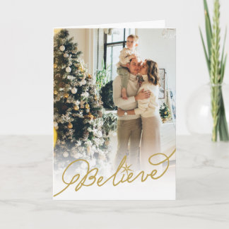 Cartes Pour Fêtes Annuelles Croire Star Gold Calligraphy Photo de Noël