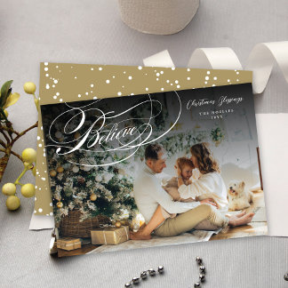 Cartes Pour Fêtes Annuelles Croire Swash Script Religieux Photo de Noël