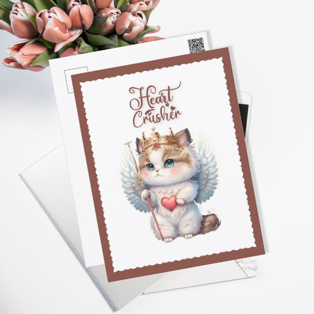 Cartes Pour Fêtes Annuelles Croisière Coeur Cute Chibi Angel Wing Chat Valenti (Créateur téléchargé)