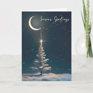 Cartes Pour Fêtes Annuelles Croissant de Lune Avec une Étoile de Noël