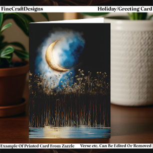 Cartes Pour Fêtes Annuelles Croissant de Lune Éthéré, Yule & Solstice d'Hiver