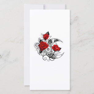 Cartes Pour Fêtes Annuelles Croissant Mécanique avec Roses Rouges