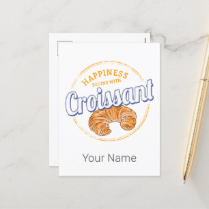 Cartes Pour Fêtes Annuelles Croissant Snack Vintage France Retro Petit déjeune