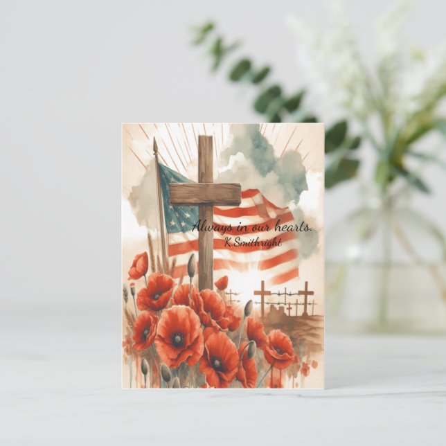 Cartes Pour Fêtes Annuelles Croix Americana en fleurs (Debout devant)