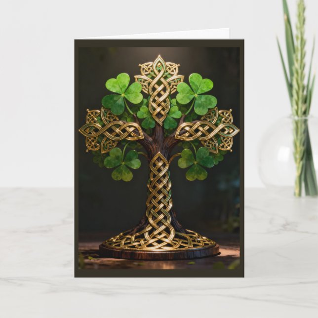 Cartes Pour Fêtes Annuelles Croix celtique et trèfles de la Saint-Patrick (Devant)