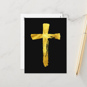 Cartes Pour Fêtes Annuelles Croix de Brush d'or - Christian Jésus Christ Dieu