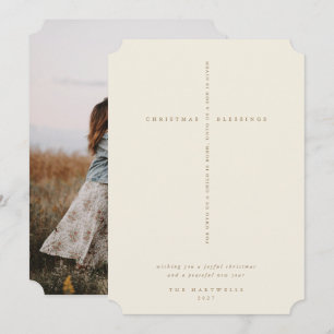 Cartes Pour Fêtes Annuelles Croix de la Sainte Écriture en Crème Élégant Photo