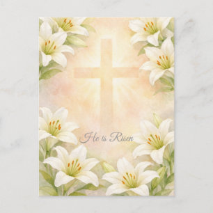 Cartes Pour Fêtes Annuelles Croix de lys blanc élégant Pâques Christianisme