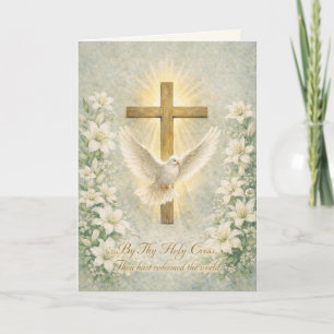Cartes Pour Fêtes Annuelles Croix de lys floraux de Pâques religieux