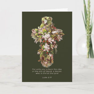 Cartes Pour Fêtes Annuelles Croix de Noël religieuse et Écriture