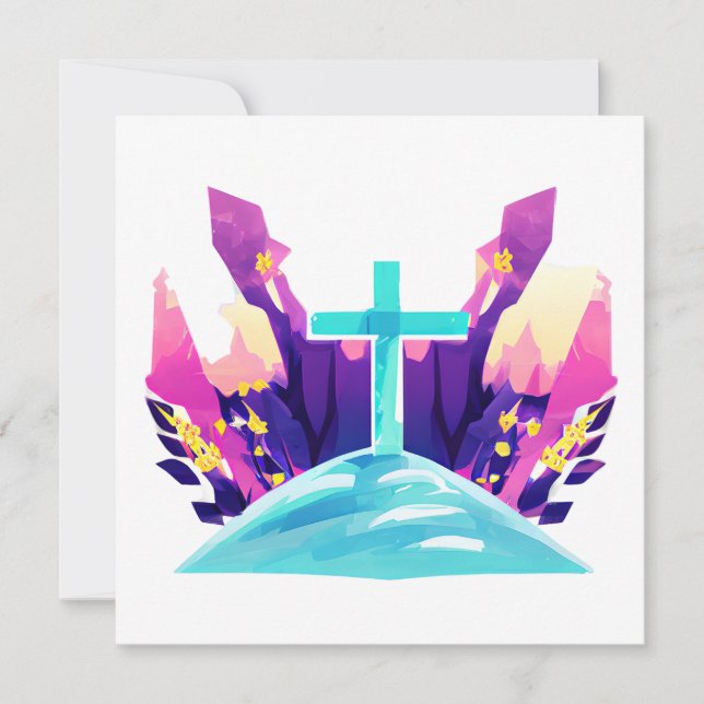 Cartes Pour Fêtes Annuelles Croix de Pâques (Devant)