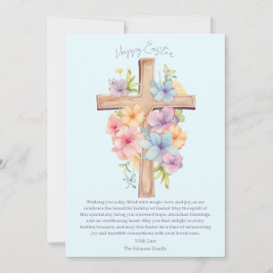 Cartes Pour Fêtes Annuelles Croix de Pâques à l'aquarelle personnalisée