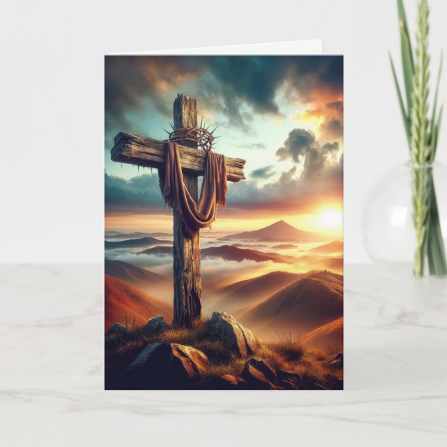 Cartes Pour Fêtes Annuelles Croix de Pâques avec Couronne d'épines (Devant)