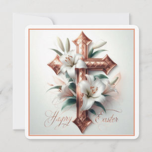 Cartes Pour Fêtes Annuelles Croix de Pâques avec Lys