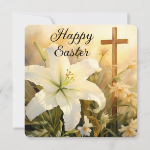 Cartes Pour Fêtes Annuelles Croix de Pâques avec Lys