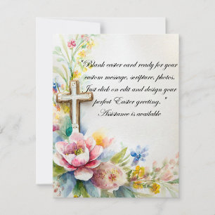 Cartes Pour Fêtes Annuelles croix de Pâques et fleurs papeterie vierge