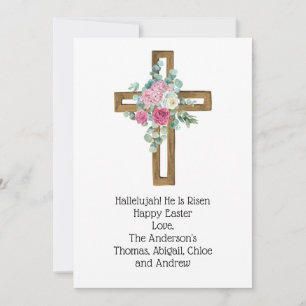 Cartes Pour Fêtes Annuelles Croix de Pâques Fleurs Roses Religieuses Chrétienn