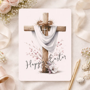 Cartes Pour Fêtes Annuelles Croix de Pâques radieuse aux accents floraux