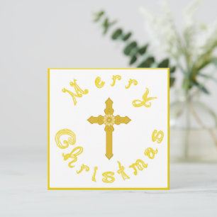Cartes Pour Fêtes Annuelles Croix dorée Joyeux Noël Police de caractères en ti