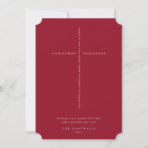 Cartes Pour Fêtes Annuelles Croix élégante de couleur rouge baie avec écriture
