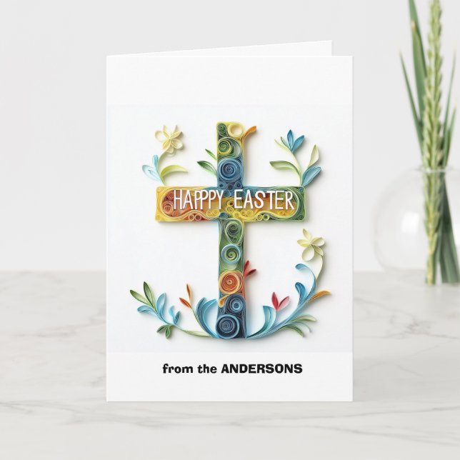 Cartes Pour Fêtes Annuelles Croix florale joyeuses Pâques (Devant)