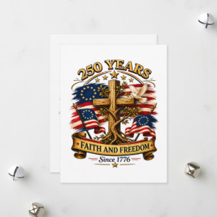 Cartes Pour Fêtes Annuelles Croix patriotique Foi et Liberté 250 Ans