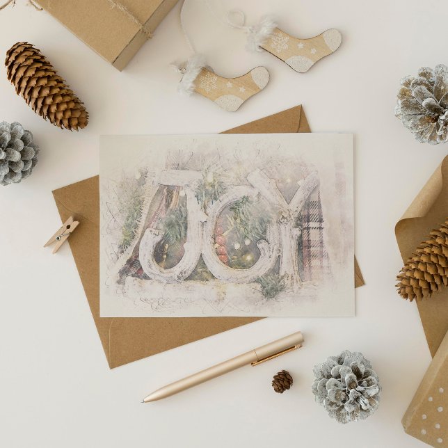 Cartes Pour Fêtes Annuelles Croquis de crayon Joyeux rustique Noël Art Holiday (Créateur téléchargé)