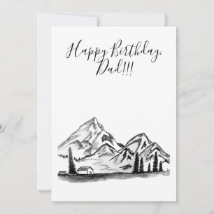Cartes Pour Fêtes Annuelles croquis en noir et blanc de Montagnes