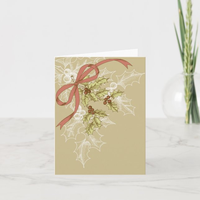Cartes Pour Fêtes Annuelles Croquis Holly Day Berries Holly et Feuilles (Devant)