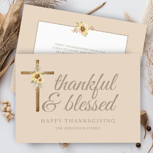 Cartes Pour Fêtes Annuelles Cross Sunflower Chic Merci béni Thanksgiving