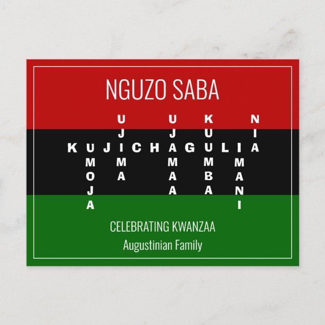 Cartes Pour Fêtes Annuelles Crossword NGUZO SABA Kwanzaa (Devant)