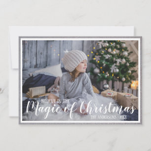 Cartes Pour Fêtes Annuelles Croyez à la magie de Noël Photo de vacances Argent