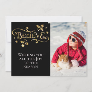 Cartes Pour Fêtes Annuelles CROYEZ /Christmas/2 faces/Gold et Black