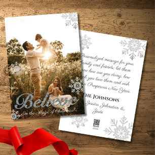 Cartes Pour Fêtes Annuelles Croyez en la magie des flocons de neige de Noël Ph