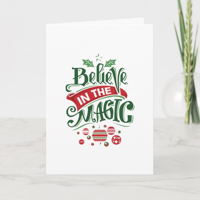 Cartes Pour Fêtes Annuelles Croyez en la typographie magique de Noël (Devant)