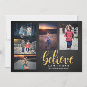 Cartes Pour Fêtes Annuelles Croyez Faux Gold Chalkboard Holiday Cinq photos