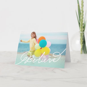 Cartes Pour Fêtes Annuelles Croyez la photo de Noël d'Ombre d'Aqua de