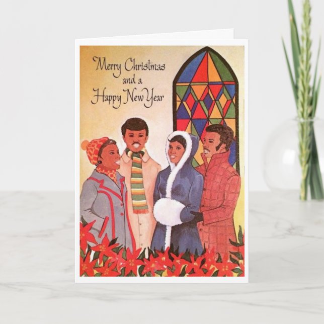 Cartes Pour Fêtes Annuelles Cru - Carolers de Noël à l'église, (Devant)