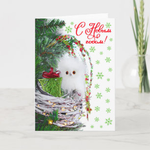 Cartes Pour Fêtes Annuelles Cru mignon de hibou de bébé de Noël rustique