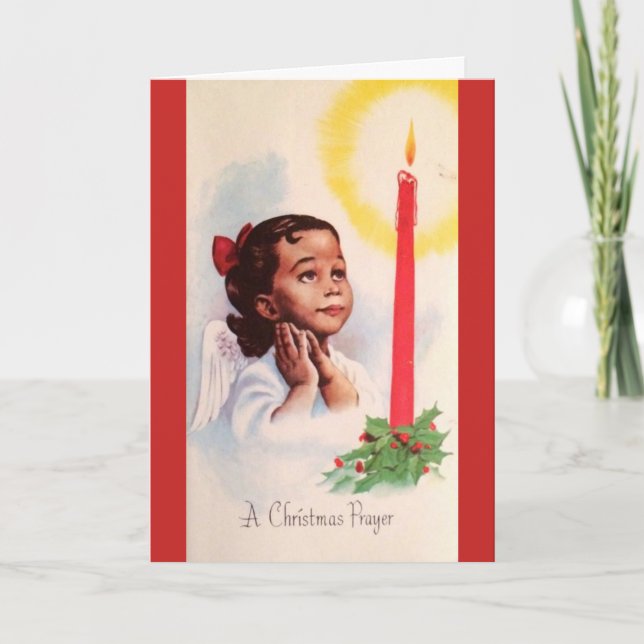 Cartes Pour Fêtes Annuelles Cru - prière de Noël d'un ange, (Devant)
