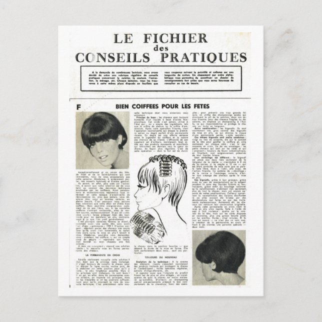 Cartes Pour Fêtes Annuelles Cru, rétros coiffures pour la saison des vacances (Devant)