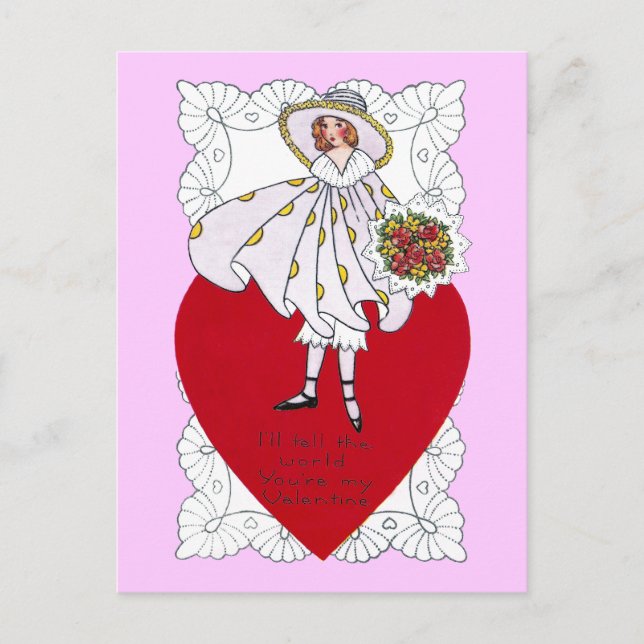 Cartes Pour Fêtes Annuelles Cru Valentine d'aileron, de coeur et de napperon (Devant)