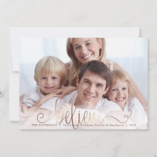 Cartes Pour Fêtes Annuelles Cryoye Cuivré Manuscrit BELIEVE Une Photo